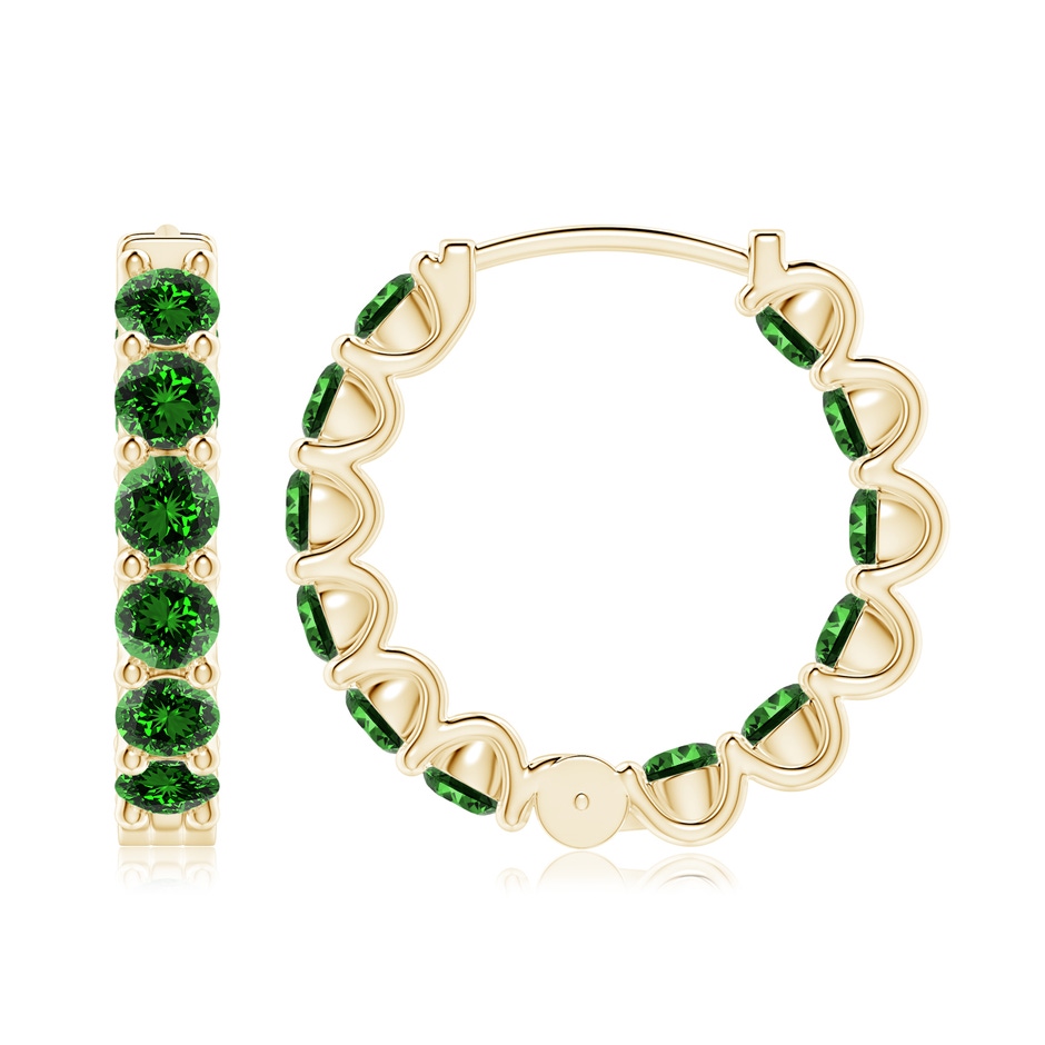 3.5mm Labgrown Lab-Grown Prong-Set Emerald Inside Out Hoop Earrings in Yellow Gold side 199