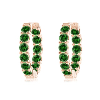 3mm Labgrown Lab-Grown Prong-Set Emerald Inside Out Hoop Earrings in 10K Rose Gold