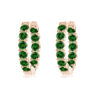 3mm Labgrown Lab-Grown Prong-Set Emerald Inside Out Hoop Earrings in 9K Rose Gold