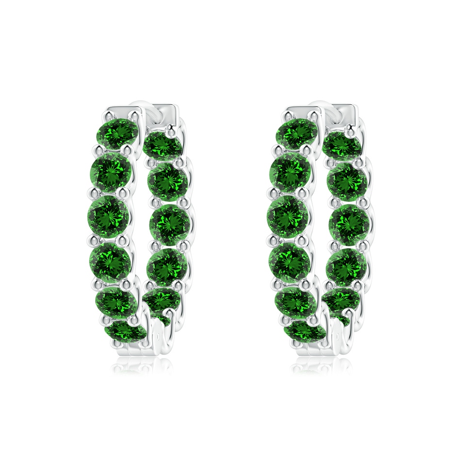 3mm Labgrown Lab-Grown Prong-Set Emerald Inside Out Hoop Earrings in P950 Platinum 