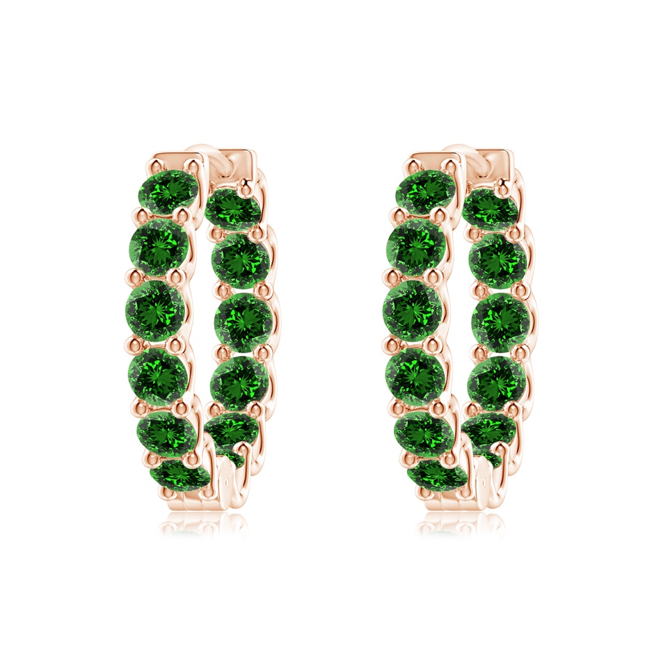 3mm Labgrown Lab-Grown Prong-Set Emerald Inside Out Hoop Earrings in Rose Gold 