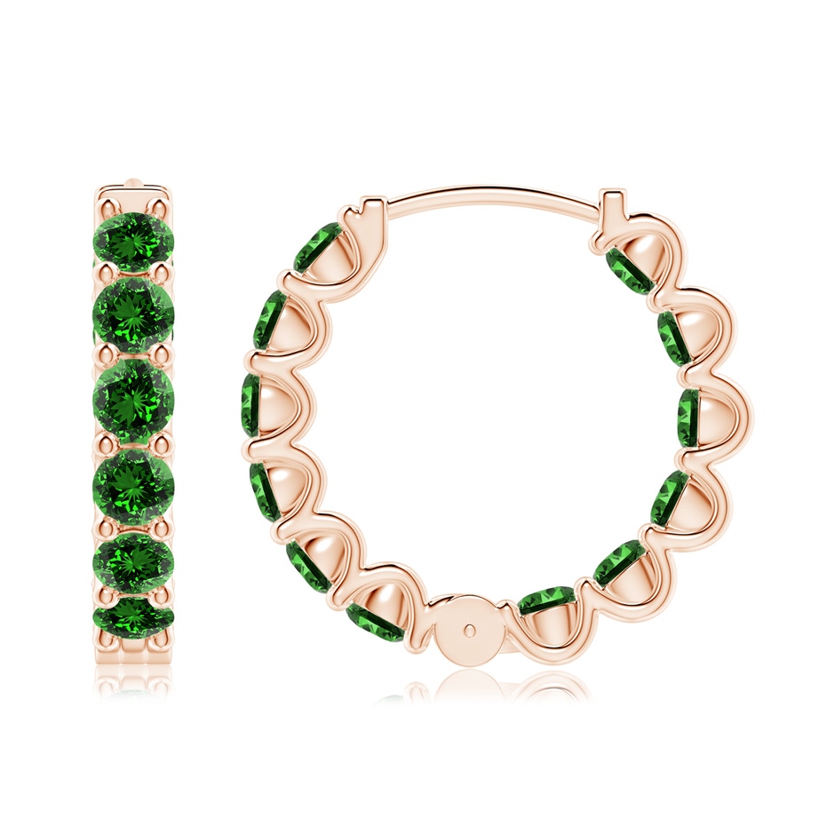 3mm Labgrown Lab-Grown Prong-Set Emerald Inside Out Hoop Earrings in Rose Gold side 199