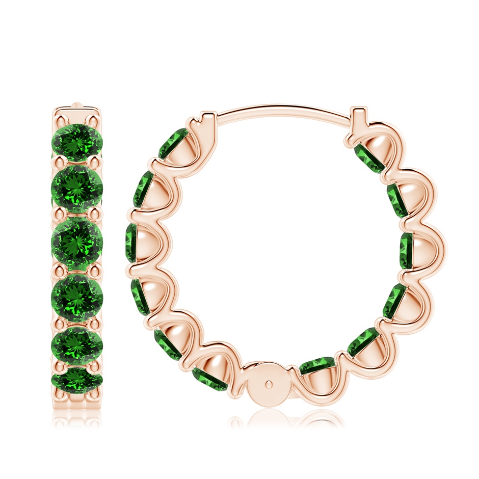 4mm Labgrown Lab-Grown Prong-Set Emerald Inside Out Hoop Earrings in 18K Rose Gold side 199