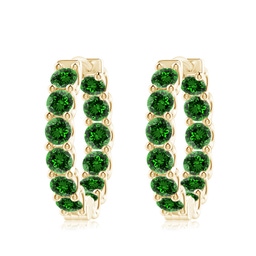 Hoops Yellow Gold Lab Grown Emerald Earrings