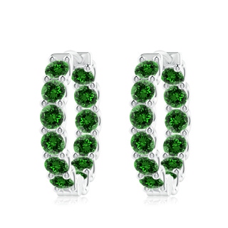 4mm Labgrown Lab-Grown Prong-Set Emerald Inside Out Hoop Earrings in P950 Platinum