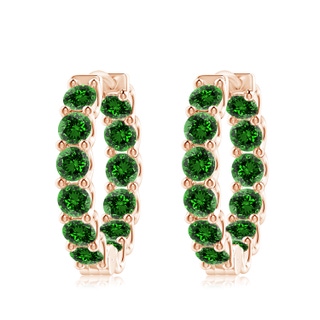 4mm Labgrown Lab-Grown Prong-Set Emerald Inside Out Hoop Earrings in Rose Gold