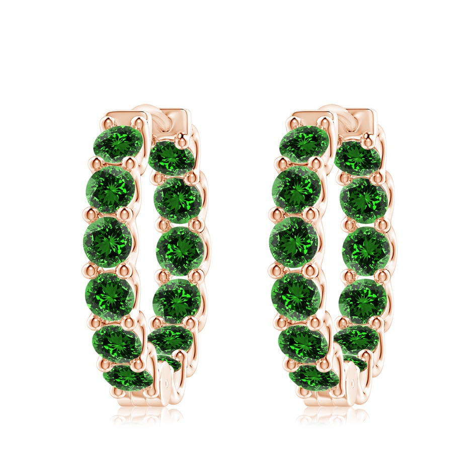 4mm Labgrown Lab-Grown Prong-Set Emerald Inside Out Hoop Earrings in Rose Gold 