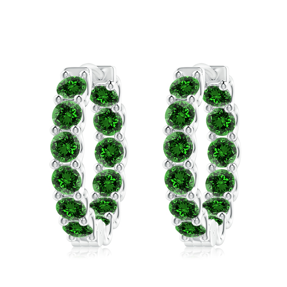 4mm Labgrown Lab-Grown Prong-Set Emerald Inside Out Hoop Earrings in White Gold 