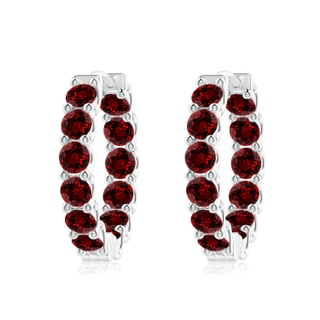 3.5mm Labgrown Lab-Grown Prong-Set Ruby Inside Out Hoop Earrings in P950 Platinum