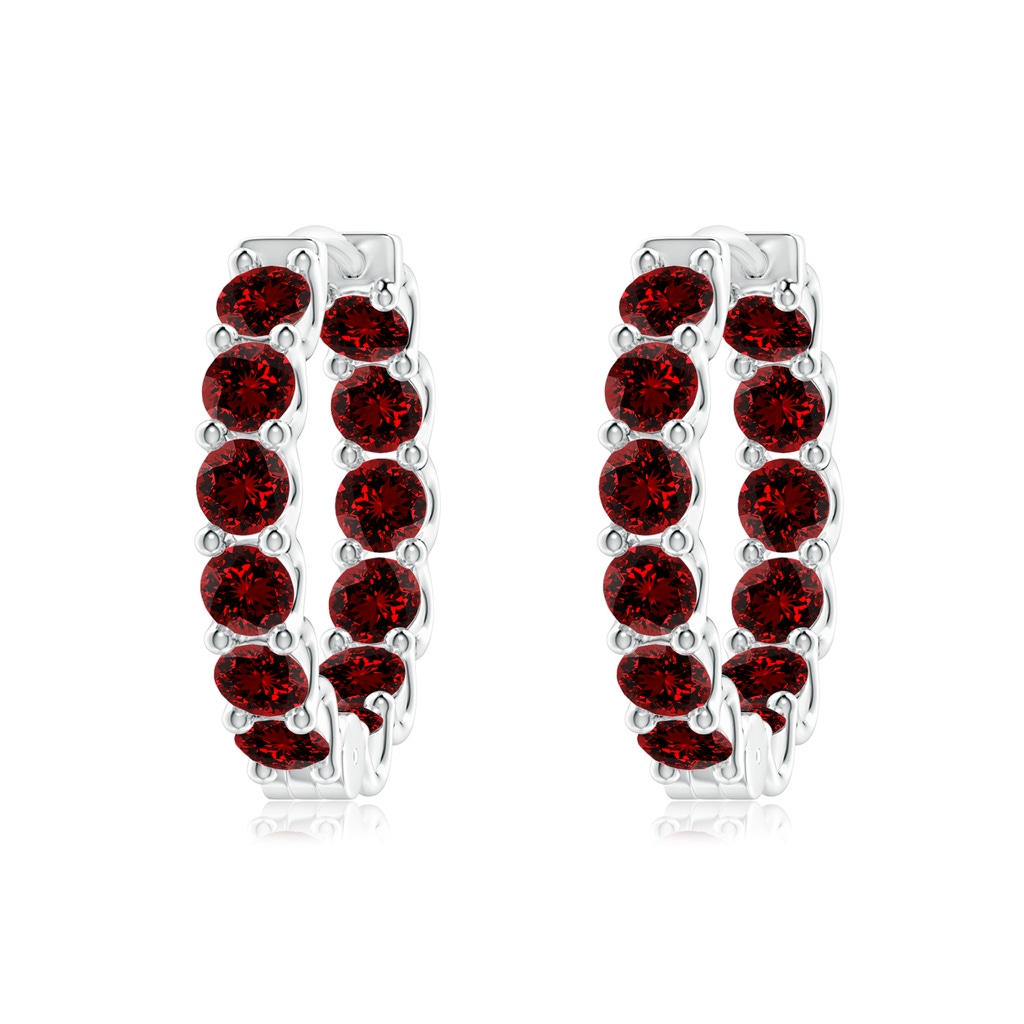 3mm Labgrown Lab-Grown Prong-Set Ruby Inside Out Hoop Earrings in P950 Platinum