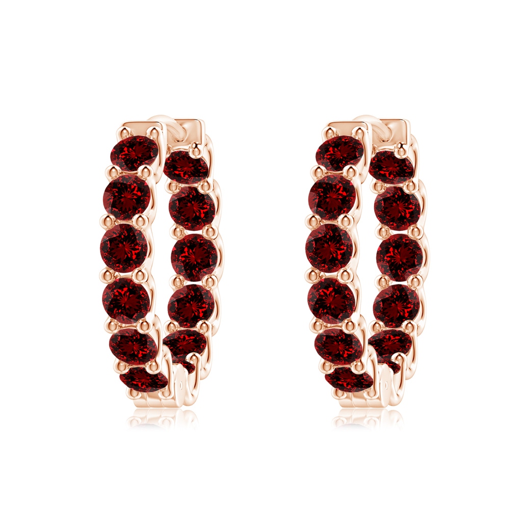3mm Labgrown Lab-Grown Prong-Set Ruby Inside Out Hoop Earrings in Rose Gold