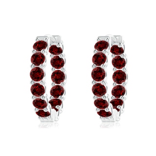 3mm Labgrown Lab-Grown Prong-Set Ruby Inside Out Hoop Earrings in S999 Silver