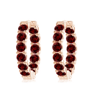 4mm Labgrown Lab-Grown Prong-Set Ruby Inside Out Hoop Earrings in Rose Gold