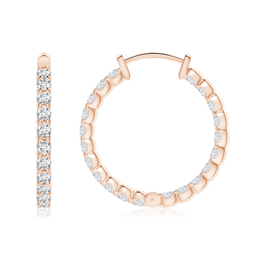 1.75mm FGVS Lab-Grown Prong-Set Diamond Inside Out Hoop Earrings in Rose Gold - side 199