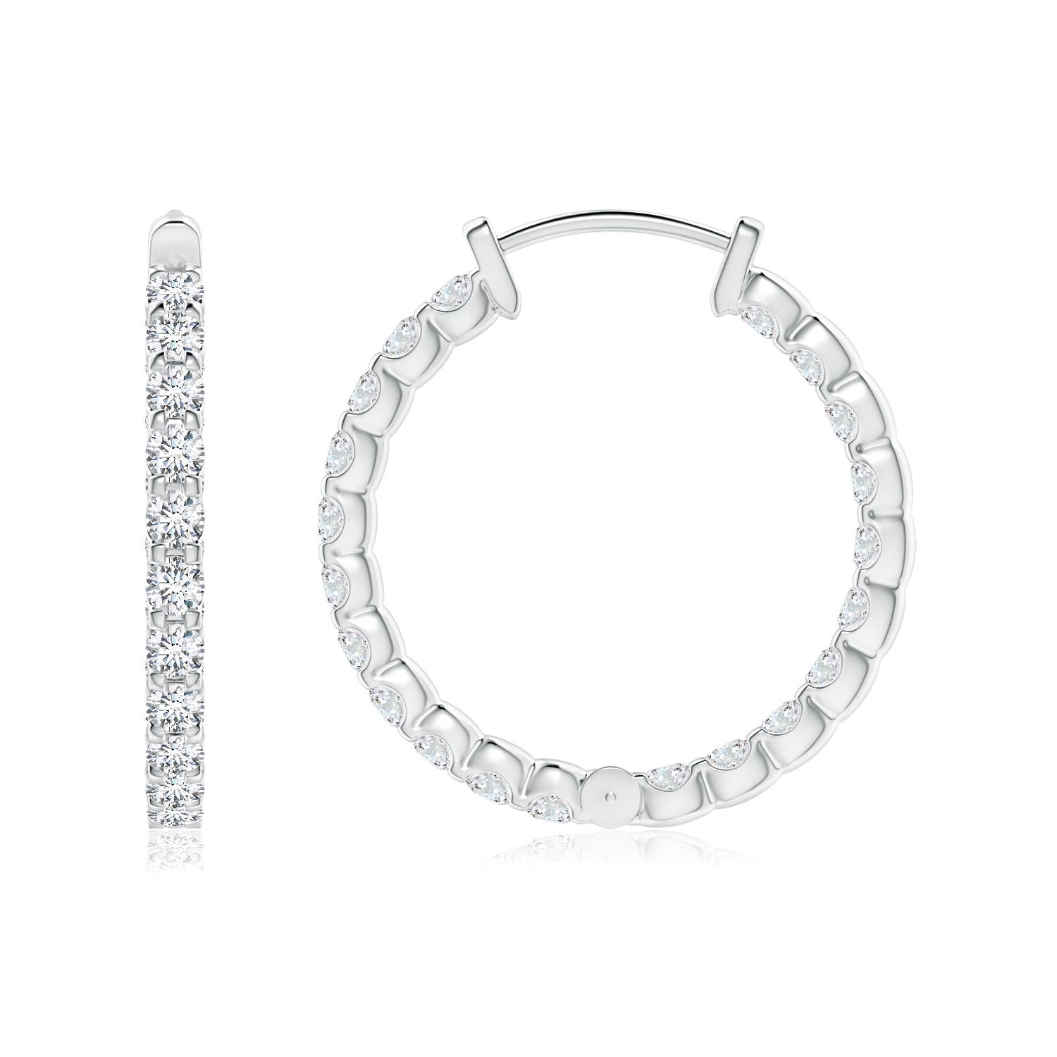 1.75mm FGVS Lab-Grown Prong-Set Diamond Inside Out Hoop Earrings in White Gold - side 3