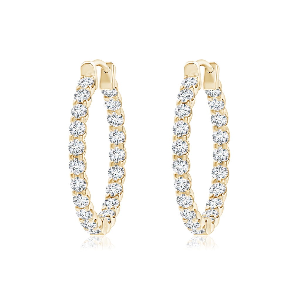 1.75mm FGVS Lab-Grown Prong-Set Diamond Inside Out Hoop Earrings in Yellow Gold