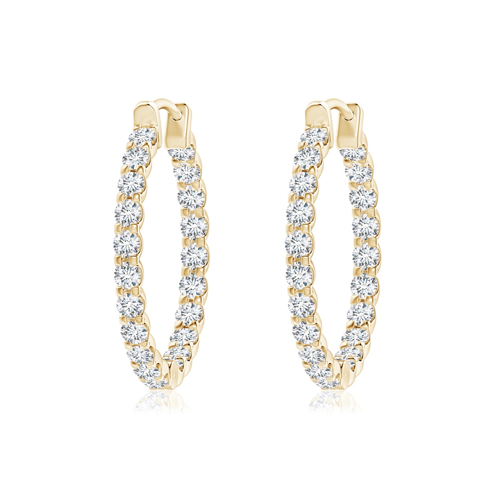 1.75mm FGVS Lab-Grown Prong-Set Diamond Inside Out Hoop Earrings in Yellow Gold