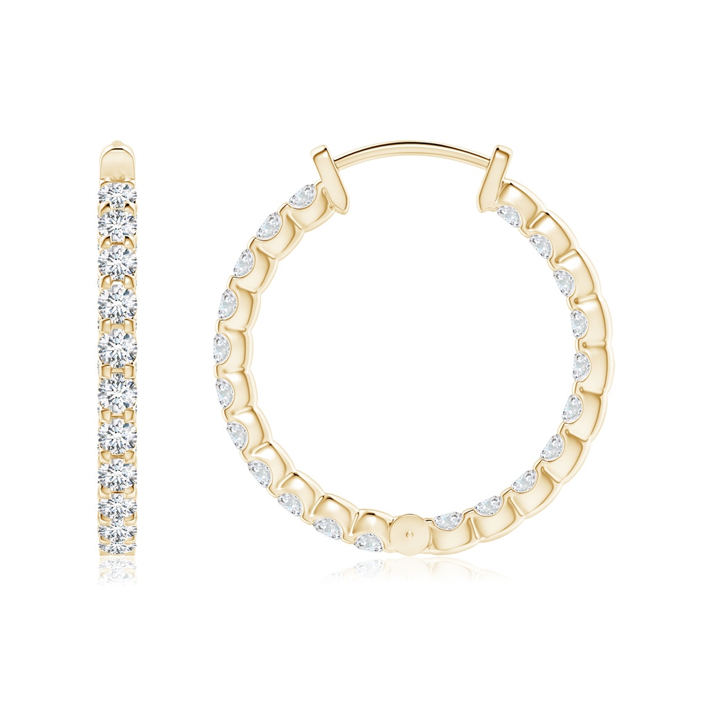 1.75mm FGVS Lab-Grown Prong-Set Diamond Inside Out Hoop Earrings in Yellow Gold - side 199