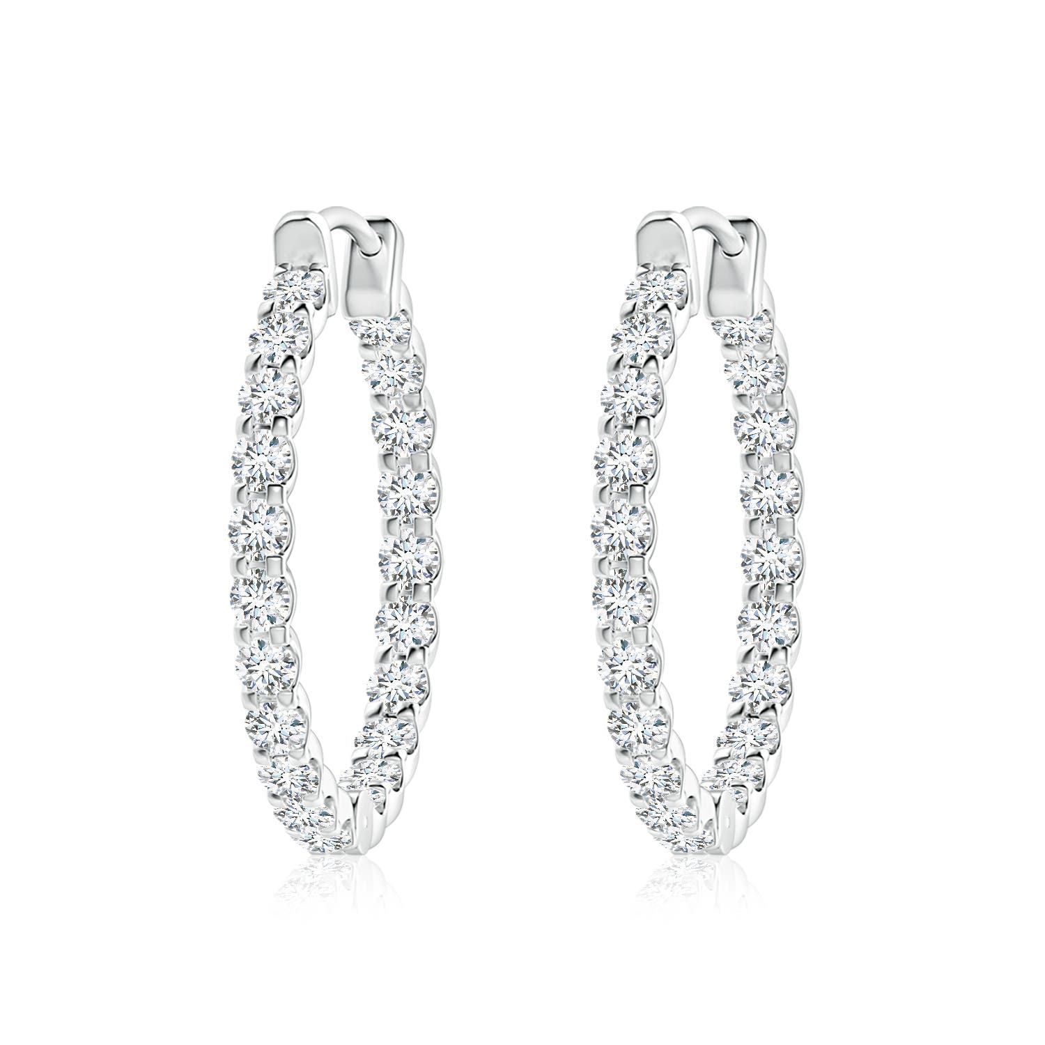2.3mm FGVS Lab-Grown Prong-Set Diamond Inside Out Hoop Earrings in P950 Platinum