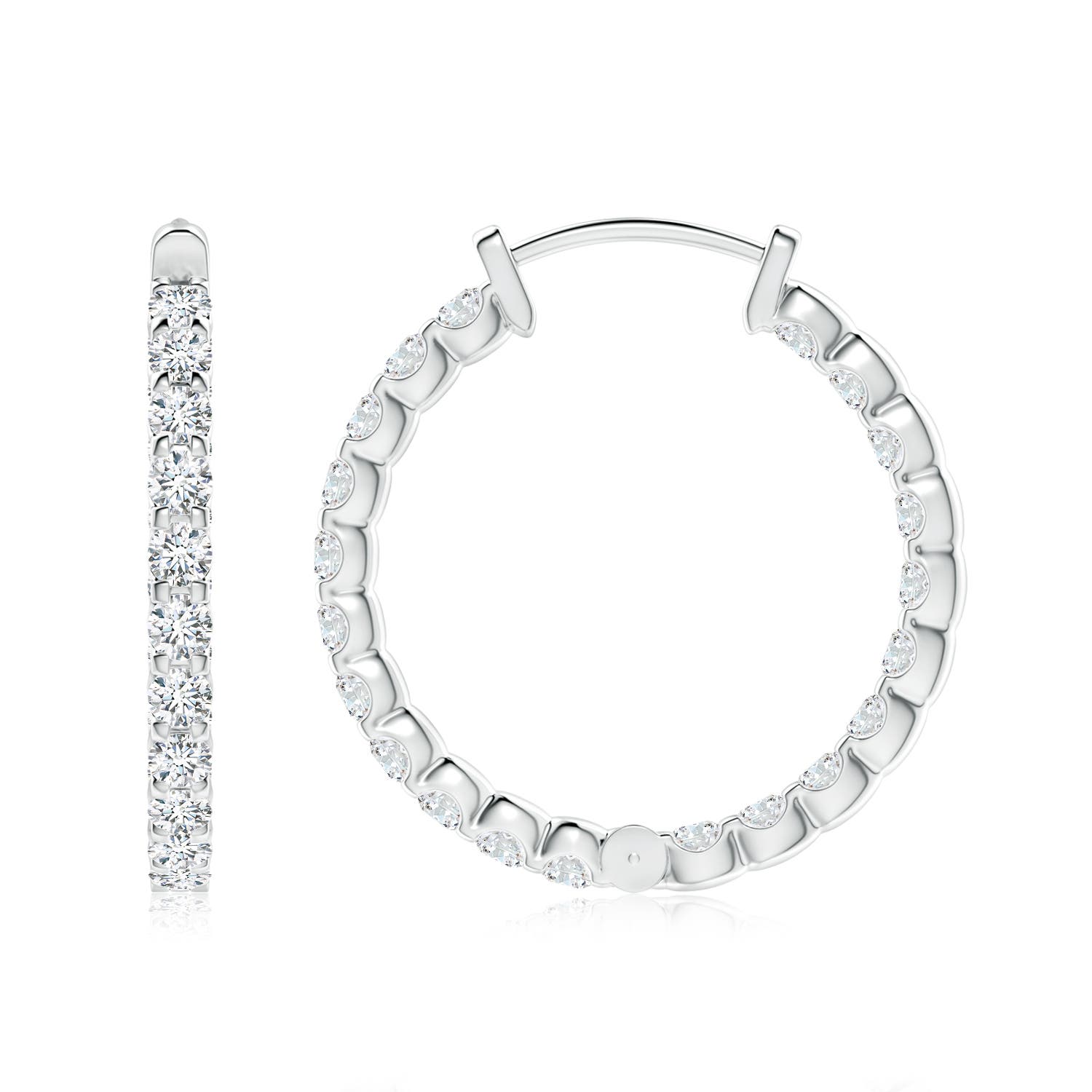2.3mm FGVS Lab-Grown Prong-Set Diamond Inside Out Hoop Earrings in P950 Platinum