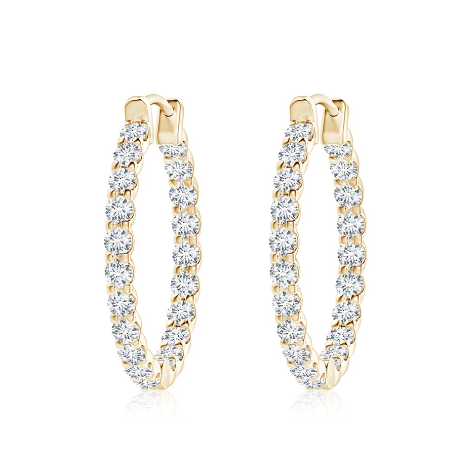 2.3mm FGVS Lab-Grown Prong-Set Diamond Inside Out Hoop Earrings in Yellow Gold 