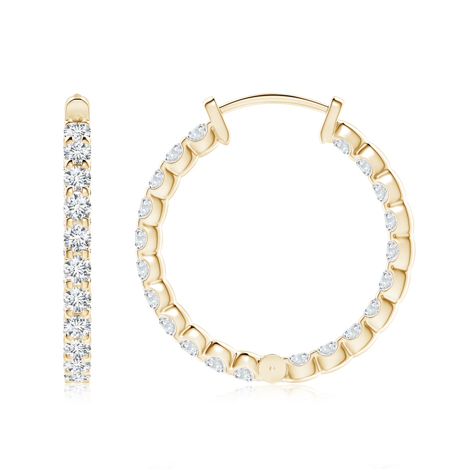 2.3mm FGVS Lab-Grown Prong-Set Diamond Inside Out Hoop Earrings in Yellow Gold side 199