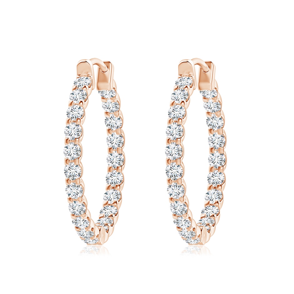 2.5mm FGVS Lab-Grown Prong-Set Diamond Inside Out Hoop Earrings in Rose Gold 