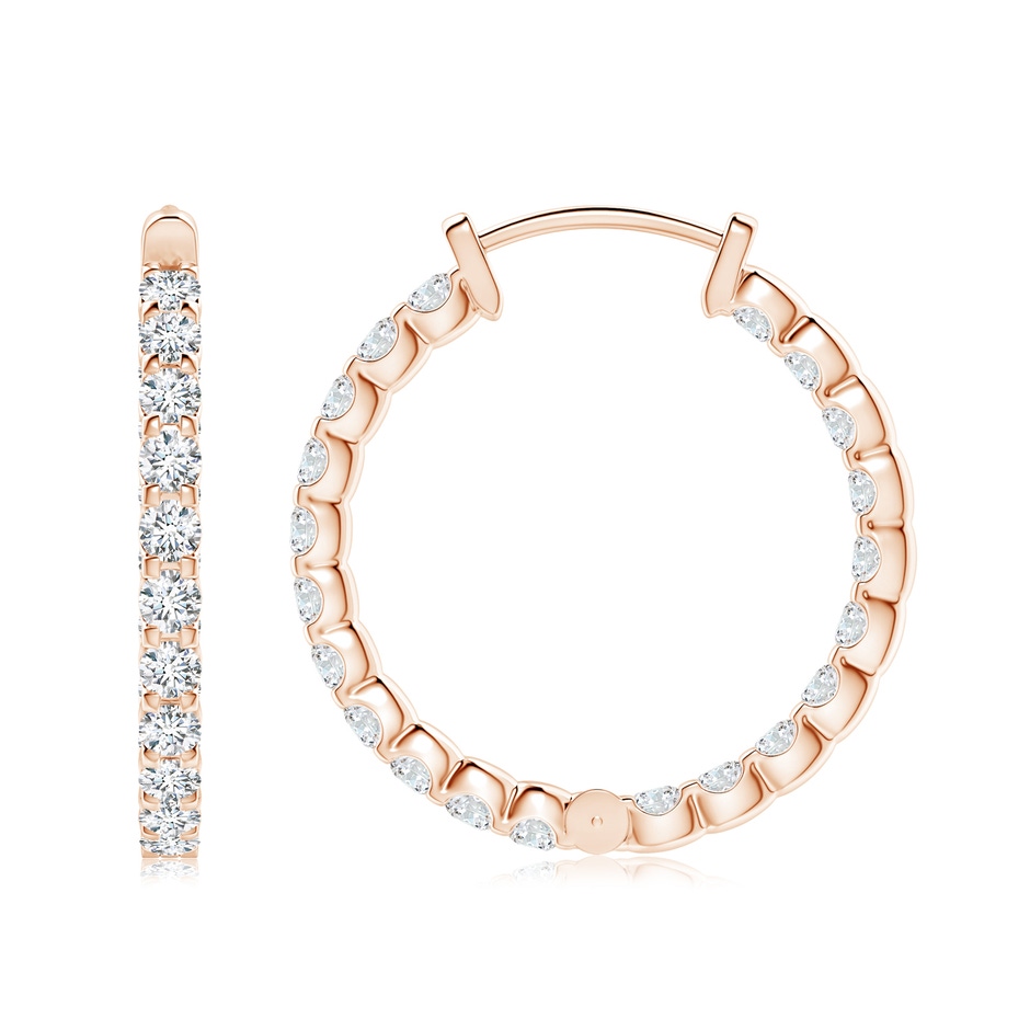 2.5mm FGVS Lab-Grown Prong-Set Diamond Inside Out Hoop Earrings in Rose Gold side 199
