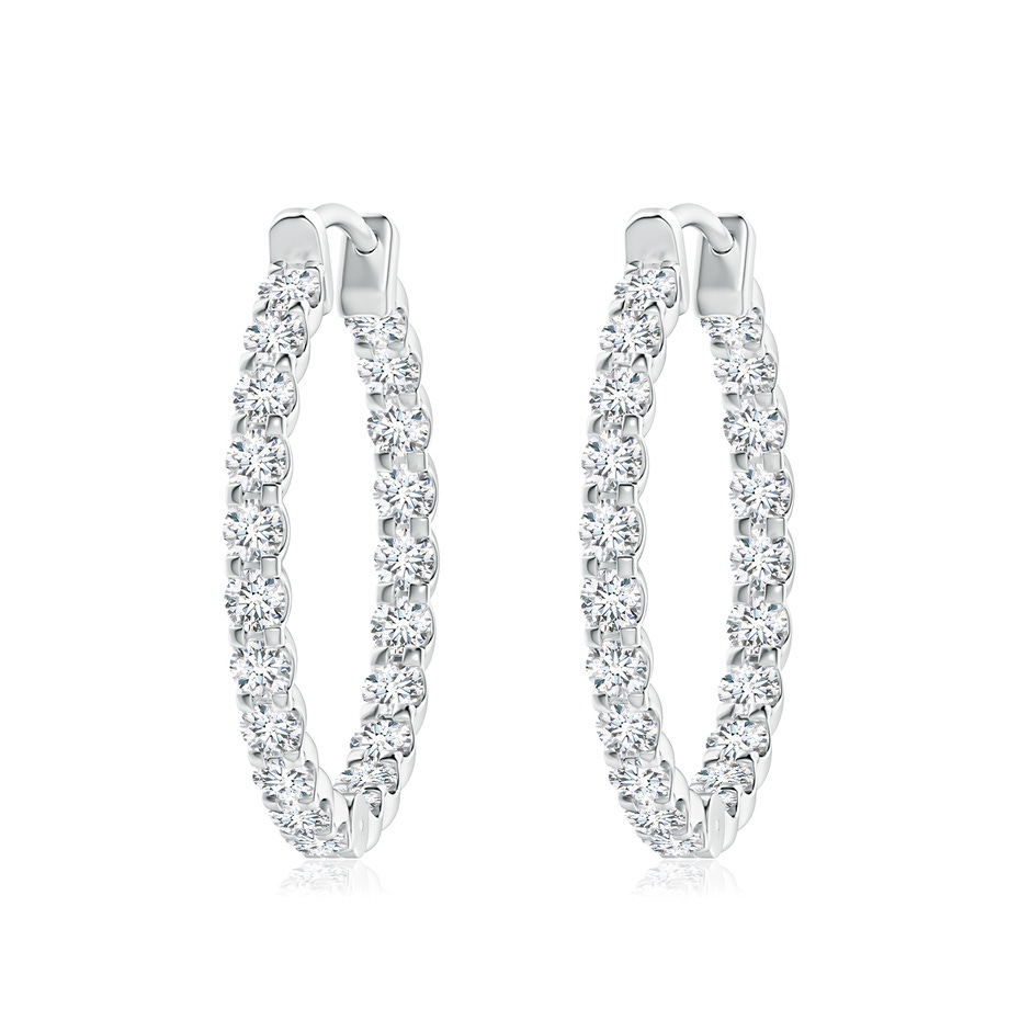 2.5mm FGVS Lab-Grown Prong-Set Diamond Inside Out Hoop Earrings in S999 Silver 