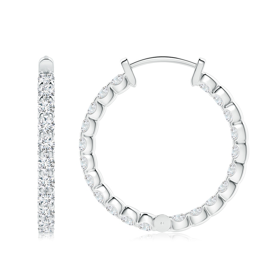 2.5mm FGVS Lab-Grown Prong-Set Diamond Inside Out Hoop Earrings in S999 Silver side 199
