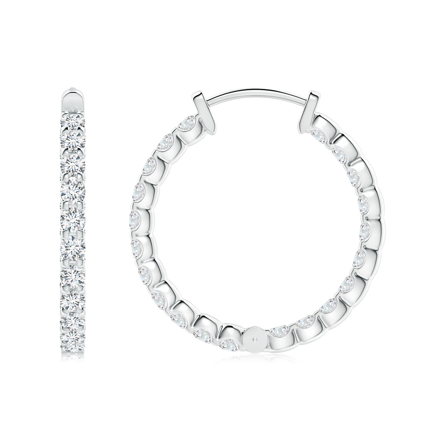 2mm FGVS Lab-Grown Prong-Set Diamond Inside Out Hoop Earrings in P950 Platinum - side 3