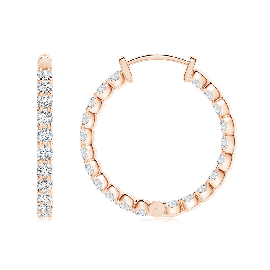 2mm FGVS Lab-Grown Prong-Set Diamond Inside Out Hoop Earrings in Rose Gold side 199