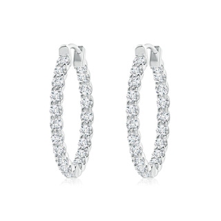 2mm FGVS Lab-Grown Prong-Set Diamond Inside Out Hoop Earrings in S999 Silver