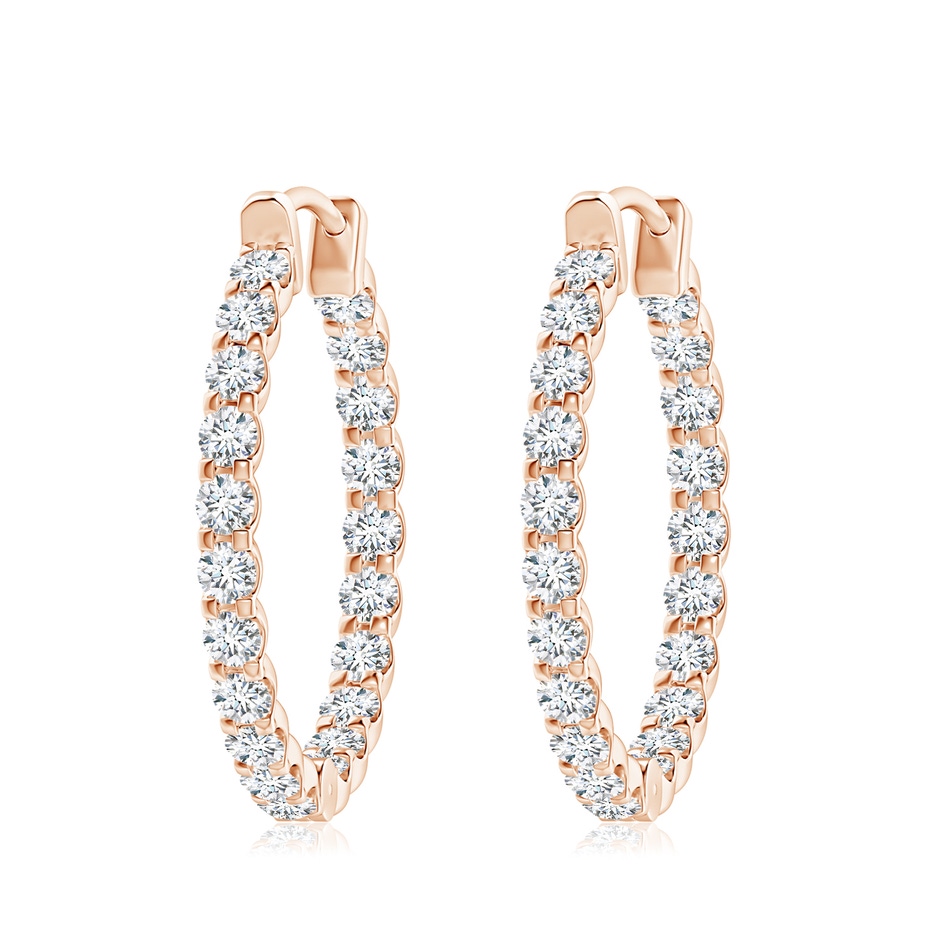3mm FGVS Lab-Grown Prong-Set Diamond Inside Out Hoop Earrings in Rose Gold 