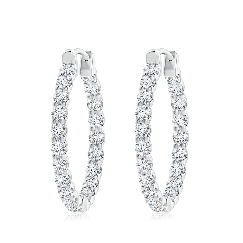 3mm FGVS Lab-Grown Prong-Set Diamond Inside Out Hoop Earrings in S999 Silver 