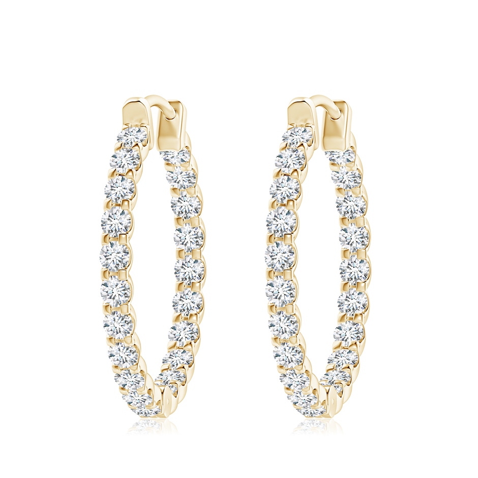 3mm FGVS Lab-Grown Prong-Set Diamond Inside Out Hoop Earrings in Yellow Gold 