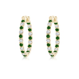 Hoops Yellow Gold Lab Grown Emerald Earrings