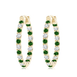 Classic Yellow Gold Lab Grown Emerald Earrings