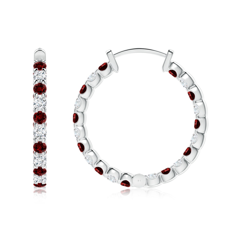 1.7mm Labgrown Lab-Grown Prong-Set Ruby and Lab Diamond Inside Out Hoop Earrings in P950 Platinum side 199