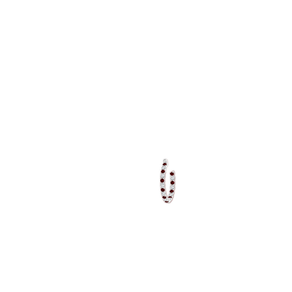 1.7mm Labgrown Lab-Grown Prong-Set Ruby and Lab Diamond Inside Out Hoop Earrings in P950 Platinum ear