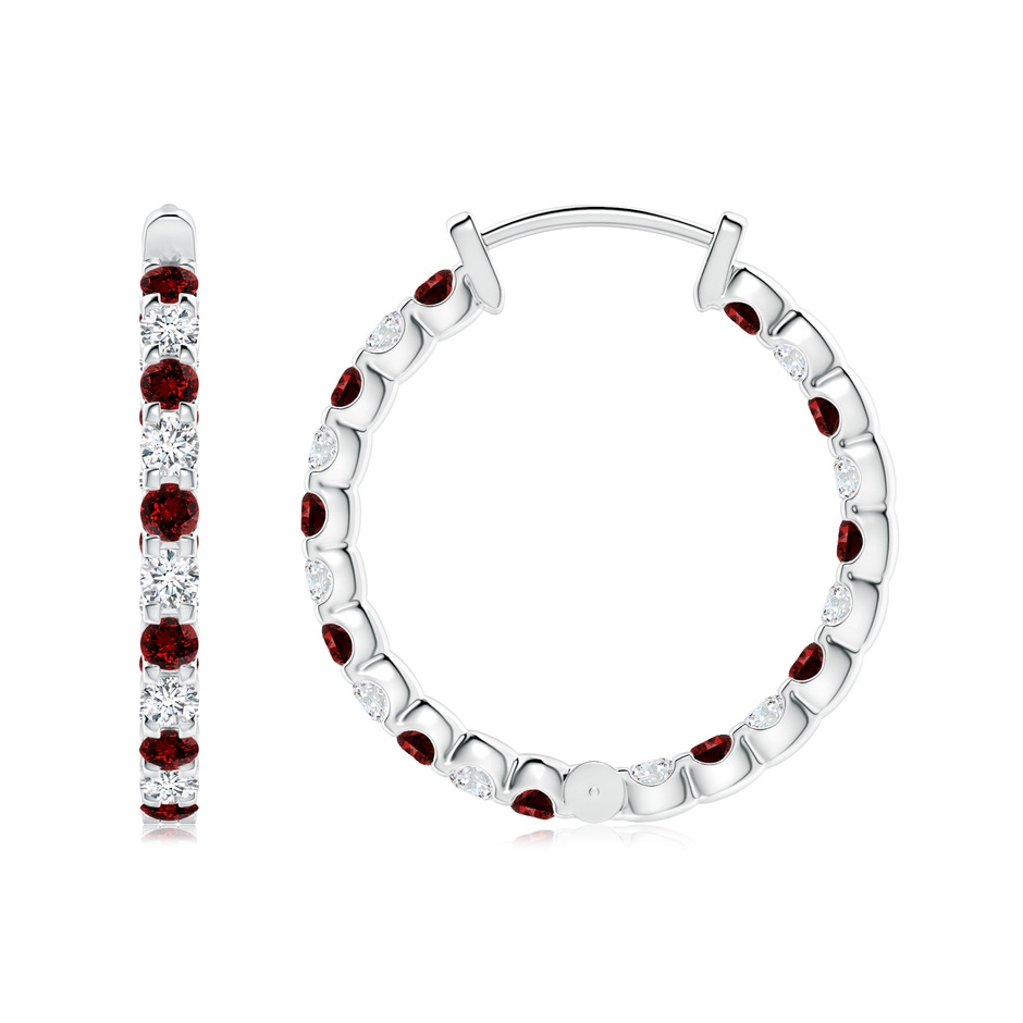 2mm Labgrown Lab-Grown Prong-Set Ruby and Lab Diamond Inside Out Hoop Earrings in White Gold side 199