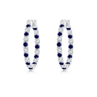 1.5mm Labgrown Lab-Grown Prong-Set Sapphire and Diamond Inside Out Hoop Earrings in P950 Platinum