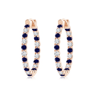 2mm Labgrown Lab-Grown Prong-Set Sapphire and Diamond Inside Out Hoop Earrings in 9K Rose Gold