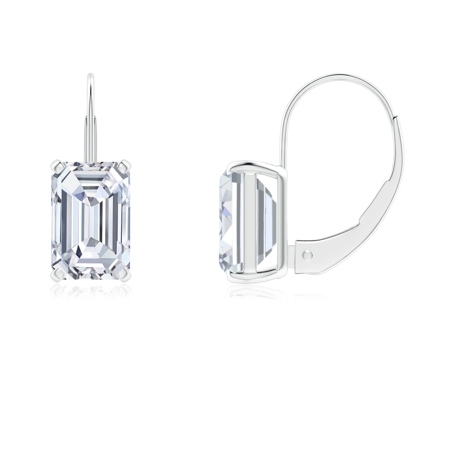 6.5x4mm FGVS Emerald-Cut Lab-Grown Diamond Solitaire Leverback Earrings in White Gold 