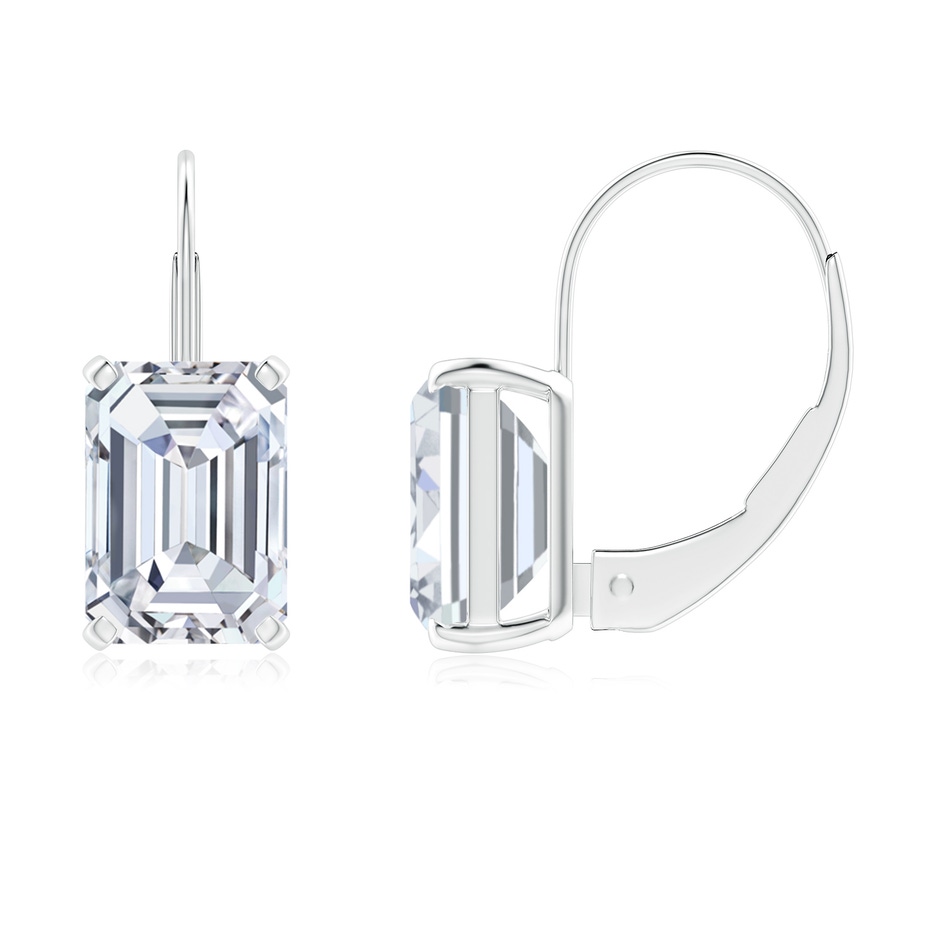7.5x5.5mm FGVS Emerald-Cut Lab-Grown Diamond Solitaire Leverback Earrings in White Gold 