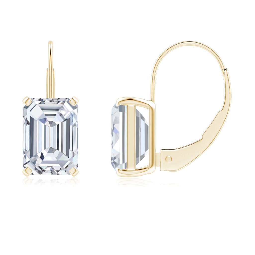 7.5x5.5mm FGVS Emerald-Cut Lab-Grown Diamond Solitaire Leverback Earrings in Yellow Gold