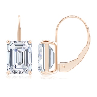 8.5x6.5mm FGVS Emerald-Cut Lab-Grown Diamond Solitaire Leverback Earrings in Rose Gold