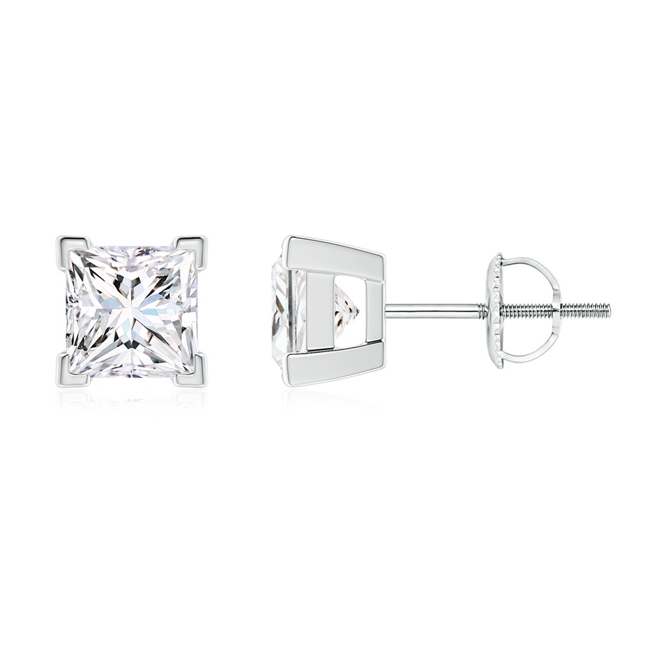4.4mm FGVS V-Prong Set Princess-Cut Lab-Grown Diamond Solitaire Stud Earrings in P950 Platinum 