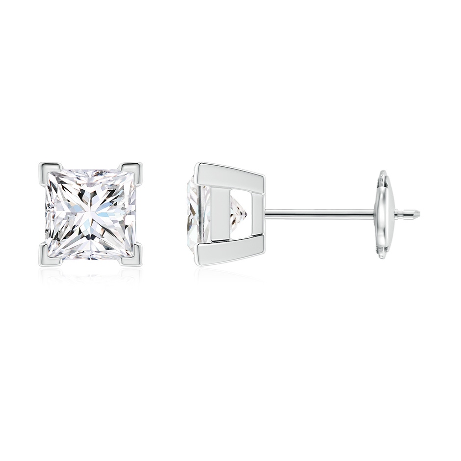 4.4mm FGVS V-Prong Set Princess-Cut Lab-Grown Diamond Solitaire Stud Earrings in White Gold 