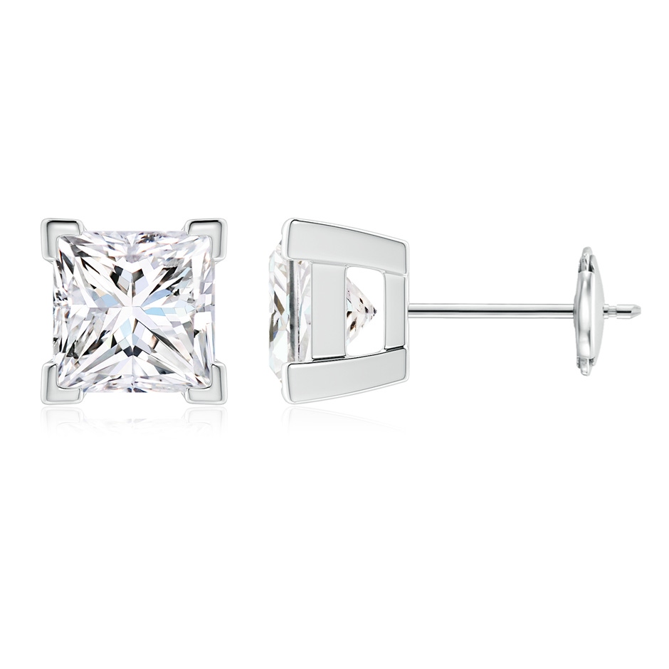 5.4mm FGVS V-Prong Set Princess-Cut Lab-Grown Diamond Solitaire Stud Earrings in White Gold 